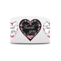 Autocollants noirs en forme de cœur Thank You avec fleurs pour cadeaux mariage - Petit Style (25mm)