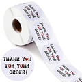 Rouleau d'autocollants ronds Thank You For Your Order blancs avec cœurs et points dorés - Fond Blanc Texte Noir Cœur Rouge Style / 1 pouce (25mm)