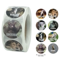 Rouleau d'autocollants animaux de 2,5 cm avec textes de motivation bravo pour récompenses - Phrases d'Encouragement d'Animaux (A) / 25mm (500 Feuilles/Rouleau)
