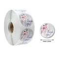 Rotolo di adesivi Thank You con fiori viola e diametro di 2,5 cm per decorazioni - Stile Piuma Fiore Viola Venatura del Legno / Piccolo