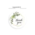 Autocollants de remerciement floraux avec feuilles vertes et cadre doré géométrique - 1 Pouce (25mm)-500 Pcs/Rouleau / Design Floral (Type A)