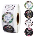 Rouleau de quatre autocollants Thank You avec couronnes de fleurs pour sceller cadeaux - 1 pouce (25mm) / 4 Motifs Floraux Assortis (A)