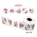 500 PCS floral thank you stickers roll with 5 unique designs for envelope sealing - 1 inch (25mm) / Floral Wreath and Bird Style (X-206)