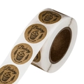 Roll of kraft paper bakery stickers featuring handmade cake and wheat ear motifs - 1 inch (25mm) / Bakery Style (X-226)