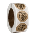 Rouleau d'autocollants de boulangerie en papier kraft avec illustration de cupcake et texte - 25mm / Marron