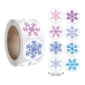 Rouleau de stickers flocons de neige de 2,5 cm en bleu et rose pour emballage de cadeaux - Flocon de Neige Multicolore (X-246)