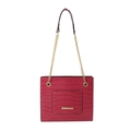 Sac à bandoulière rouge rose avec texture crocodile et chaîne en métal doré - Rose rouge