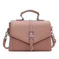Elegant dusty pink crossbody bag with litchi texture and silver buckle detail - Pink