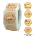 Braune Kraftaufkleber Merry Christmas mit Goldfolie Rentier und Weihnachtsmann - Braun Goldfolie Muster-Zyklus Rolle (A) / 1 Zoll