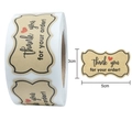 Kraft thank you for your order stickers roll with red heart for packaging 3x5cm - 5cm*3cm/250 Pcs Per Roll / Kraft Paper Color (A)