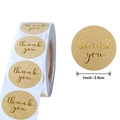 Rollo de pegatinas de papel kraft Thank You con estampado dorado para embalaje regalo - Papel Kraft Lámina de Oro (A) / 1 pulgada (25 mm) - 500 hojas/rollo