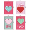 Set of four colorful heart-themed Valentine's Day gift cards in various patterns and designs - 8 Pcs/Pack / Multicolor (A)