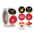 Rouleau de stickers cœur de 2,5 cm Happy Valentine's Day avec 6 designs romantiques rouge et noir - Style Multi-Motifs de Cœur (A) / 1 Pouce (25mm)