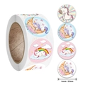 Rouleau d'autocollants Thank You licorne de 2,5 cm avec six motifs arc-en-ciel - Motifs Licorne Mixtes (A) / 1 pouce (25mm)