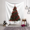 Arazzo da parete con albero di Natale e ornamenti rossi in un soggiorno bianco moderno - 200x150cm