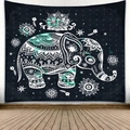Close-up of bohemian elephant tapestry with mandala patterns and colorful ink splatters - 200*150cm / Style 5