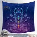 Detail of blue and purple chakra mandala tapestry with yoga figure in a zen home interior - Style 8 / 95x73cm (Brushed)