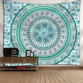 Detailed view of bohemian mandala tapestry hanging above a wooden cabinet for home decor - Style 13 / 150*100cm (Brushed)