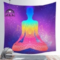 Detailed view of mandala meditation tapestry with chakra colors in a cozy room setting - Style 9 / 95x73cm (Brushed)