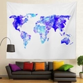Dettaglio dell'arazzo con mappa del mondo ad acquerello su parete in mattoni - 200*150cm (Spazzolato) / Mappa d'Arte Blu e Viola (Stile-5)