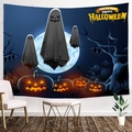 Detail of Halloween tapestry with ghosts and pumpkins on white wall in living room - Style 10 / Customized (Contact Customer Service)