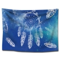 Dettaglio dell'arazzo acchiappasogni con cielo stellato e piume bianche soffici - 200*150cm (Spazzolato) / Acchiappasogni Galassia Blu-Verde (Stile-6)