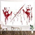 Detail eines Halloween-Wandteppichs mit realistischen Blut-Handabdrücken auf weißem Stoff - Stil 8 / 200*150cm (Gebürstet)