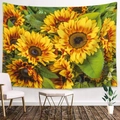 Großer Wandteppich mit Sonnenblumenmuster für moderne Schlafzimmer Wanddekoration - 200x150cm (Gebürstet) / Realistische Sonnenblumenbüschel (Muster-4)