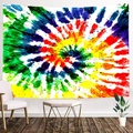 Rainbow tie-dye spiral tapestry wall hanging for living room and bedroom decor - Rainbow Spiral Radial (Style 1)