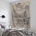 Minimalist Tarot The Sun tapestry hanging in a bedroom above the bed for wall decor - 200*150cm (Brushed) / The Sun (Style-4)