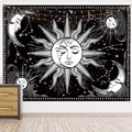 Arazzo con fasi lunari astrologiche con stampa di sole e scheletro per pareti - 200*150cm / Astrologia Sole Luna (Stile-5)