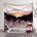 Tapisserie murale nordique avec montagnes roses et forêt dorée pour décoration intérieure - Style 22