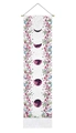 Vertical wall tapestry with moon phases, pink flowers, and white tassels decoration - White Floral