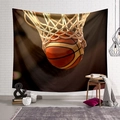 Tapiz de baloncesto dinámico para decoración de salón sobre pared de ladrillo blanco - 95x73cm / Baloncesto Entrando en el Aro (Estilo-1)