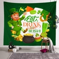St. Patrick's Day tapestry with leprechaun and Irish motifs on a white brick wall - Green Leprechaun Snacks (Style-8)