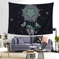Bohemian dreamcatcher tapestry with mandala and feathers hung over a modern sofa - Style 11 / Custom Size (Contact Customer Service)