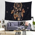 Detail of dreamcatcher tapestry with feathers hanging over a modern sofa in a cozy room - Style 9 / Custom Size (Contact Customer Service)