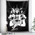 Detailed view of Gothic triple goddess tarot tapestry with skull and crescent moon motifs - 95x73cm (Brushed) / Dark Gothic Triple Goddess Skull