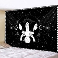 Black and white tarot witchcraft tapestry with celestial moon and star prints for bedroom décor - 95x73cm (Brushed) / Three Faces Goddess Moon Stars