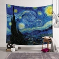 Künstlerischer Van Gogh Sternennacht Wandteppich für Wohnkultur mit lebendigem Ölgemälde-Druck - 95x73cm (Pfirsichhaut) / Sternennacht (Stil-4)