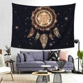 Golden dreamcatcher tapestry with mandala feathers on starry galaxy background - Style 6 / 95x73cm (Brushed)