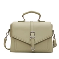 Chic avocado green crossbody bag with lychee texture and silver metal buckle - Green