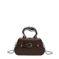Sac à main boîte marron avec poignée en métal liquide argenté et boucle de ceinture - Marron