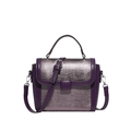 Elegante borsa a tracolla bicolore viola in similpelle liscia con trama metallica spazzolata - Viola