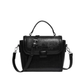 Elegante borsa a mano quadrata nera con manico e fibbia in metallo argento opaco - Nero