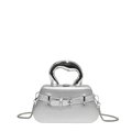 Sac à main argenté avec poignée métallique sculpturale et bandoulière en chaîne - Argent