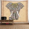 Bohemian colorful elephant tapestry with beige background hung in a cozy living room decor - 200*150cm / Style 4