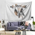 Boho dreamcatcher tapestry with dream lettering for modern living room decor - 95x73cm / Dream Text With Arrow And Feather