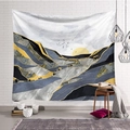 Noords wandkleed met abstract berglandschap in blauw en geel voor moderne decoratie - 95x73cm / Model 4