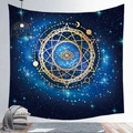 Mandala tapestry featuring sacred geometry and third eye design in starry blue and gold finish - Style 11 / 95x73cm (Brushed)